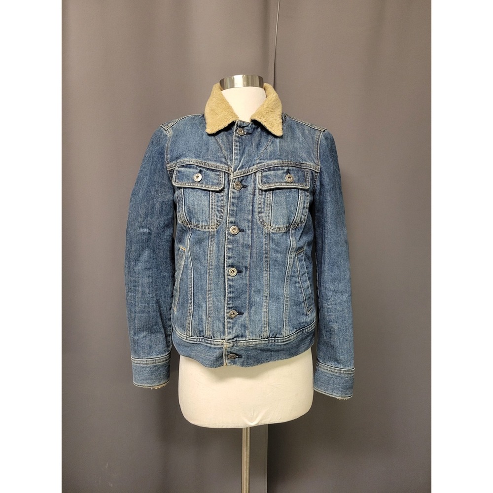 Vintage y2k Tommy Hilfiger‎ Denim Jacket Blue Sherpa Lined Trucker Size Small